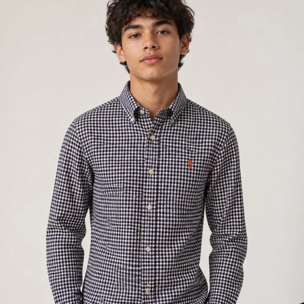 Ralph Lauren Gingham Cotton Poplin Boys Shirt Size 14/16